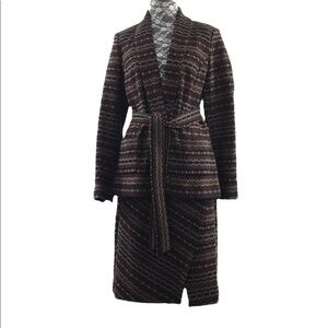 Doncaster Brown Blue Chevron‎ Knit Blazer Jacket Skirt Set Womens 2 4
